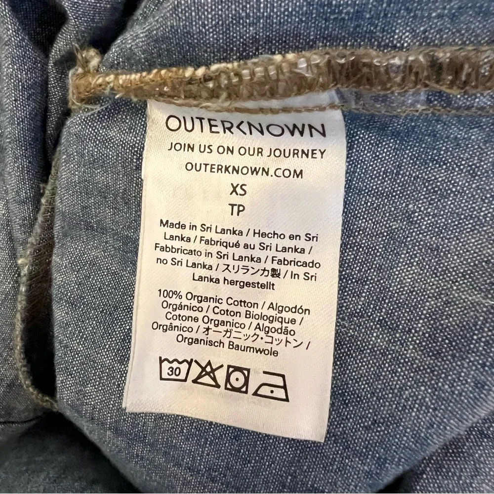 Outerknown Wyatt Long Sleeve Shirt Dress Chambray Denim Blue XS NWT Western Boho